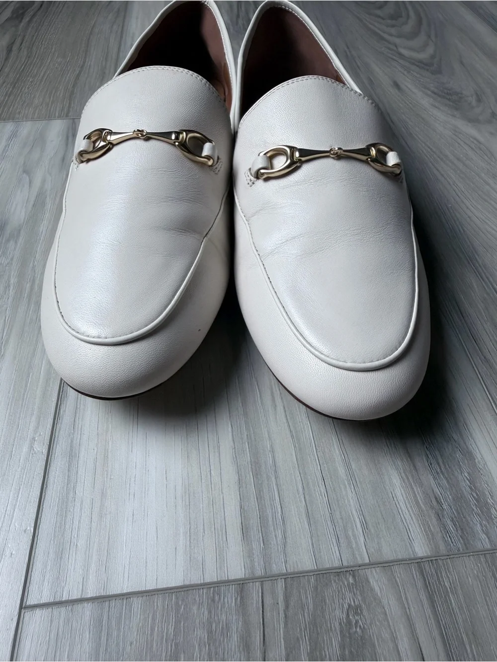 Coach Haley Chalk Leather Horsebit Loafers Gold Women’s Size 9